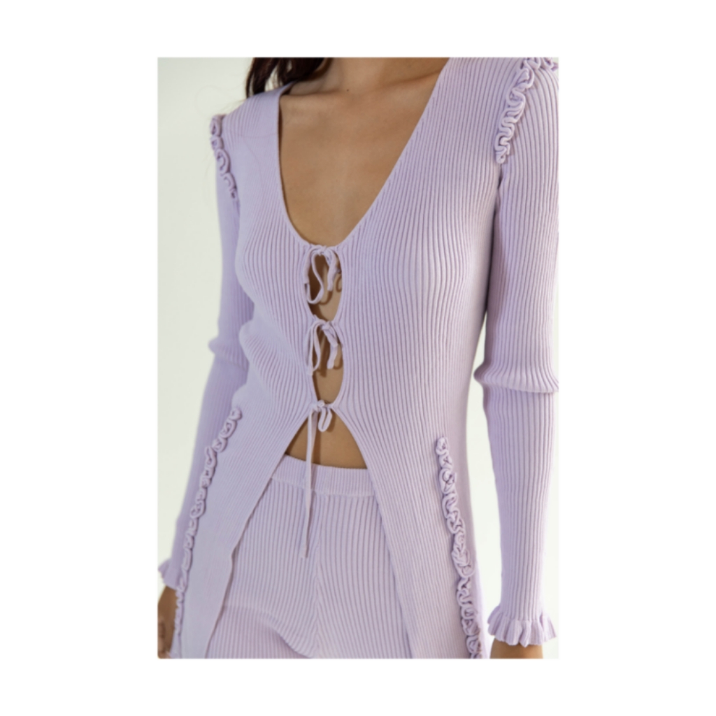 Find Me Now Cleo Long Cardigan In Lilac